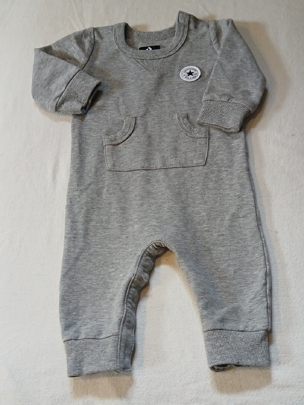 Converse Grey Baby One-Piece Footie with Front Pocket